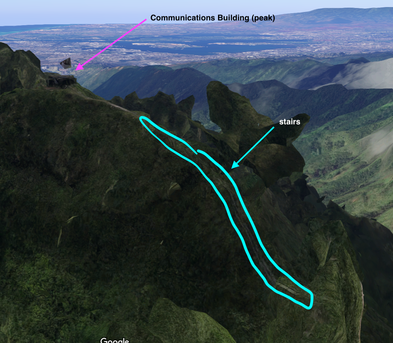 Final stretch to the peak. Google maps pin.