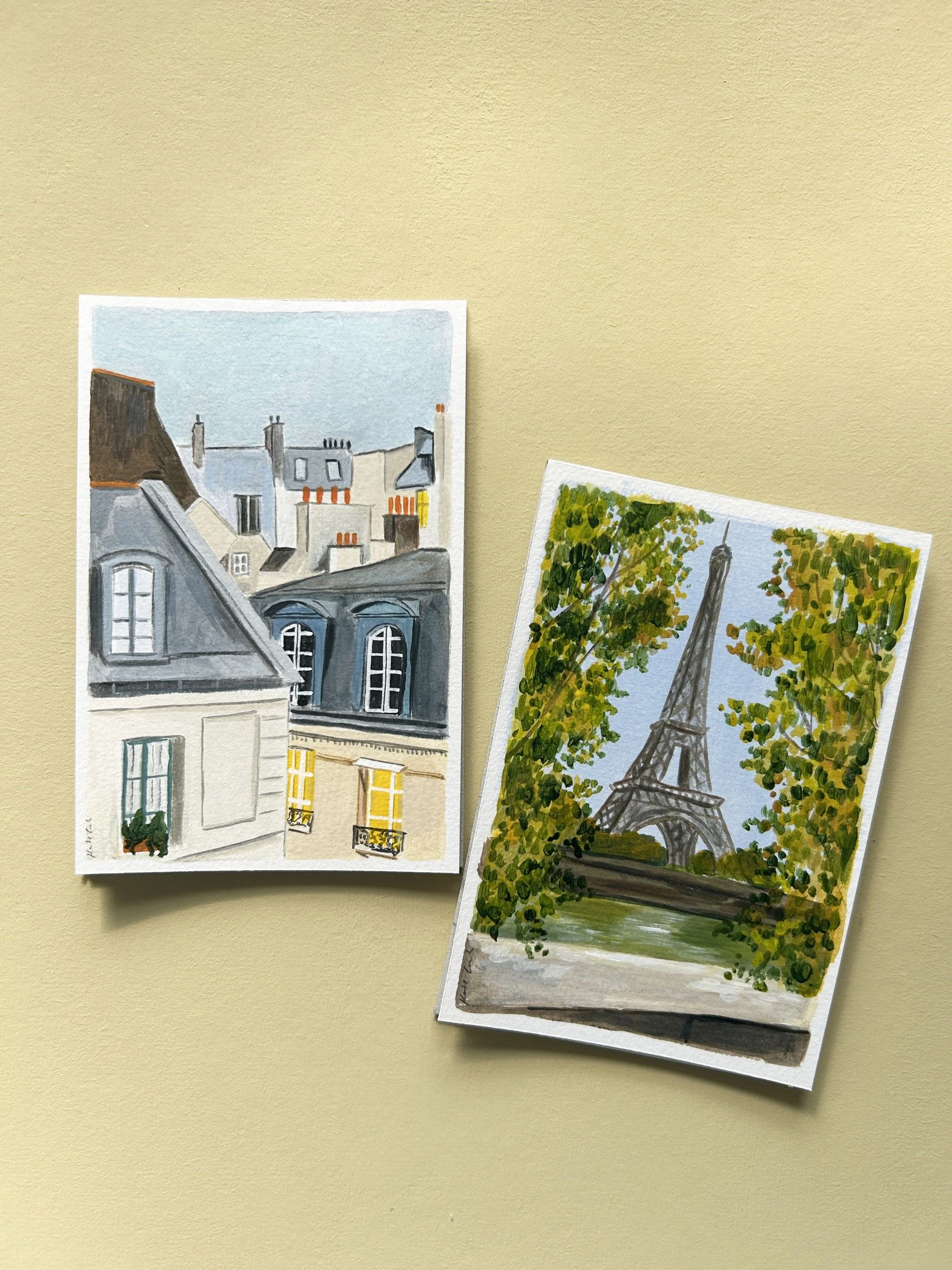 Paris - 2 Small Original Paintings