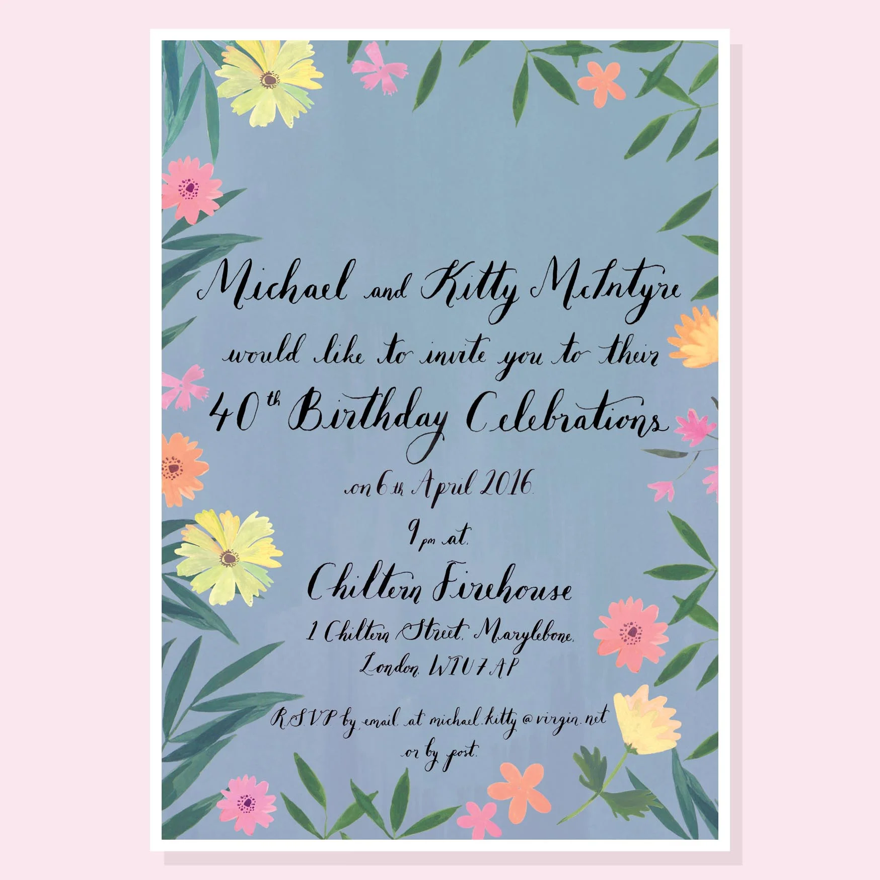 Kitty and Michael - Tropical Floral Invitation