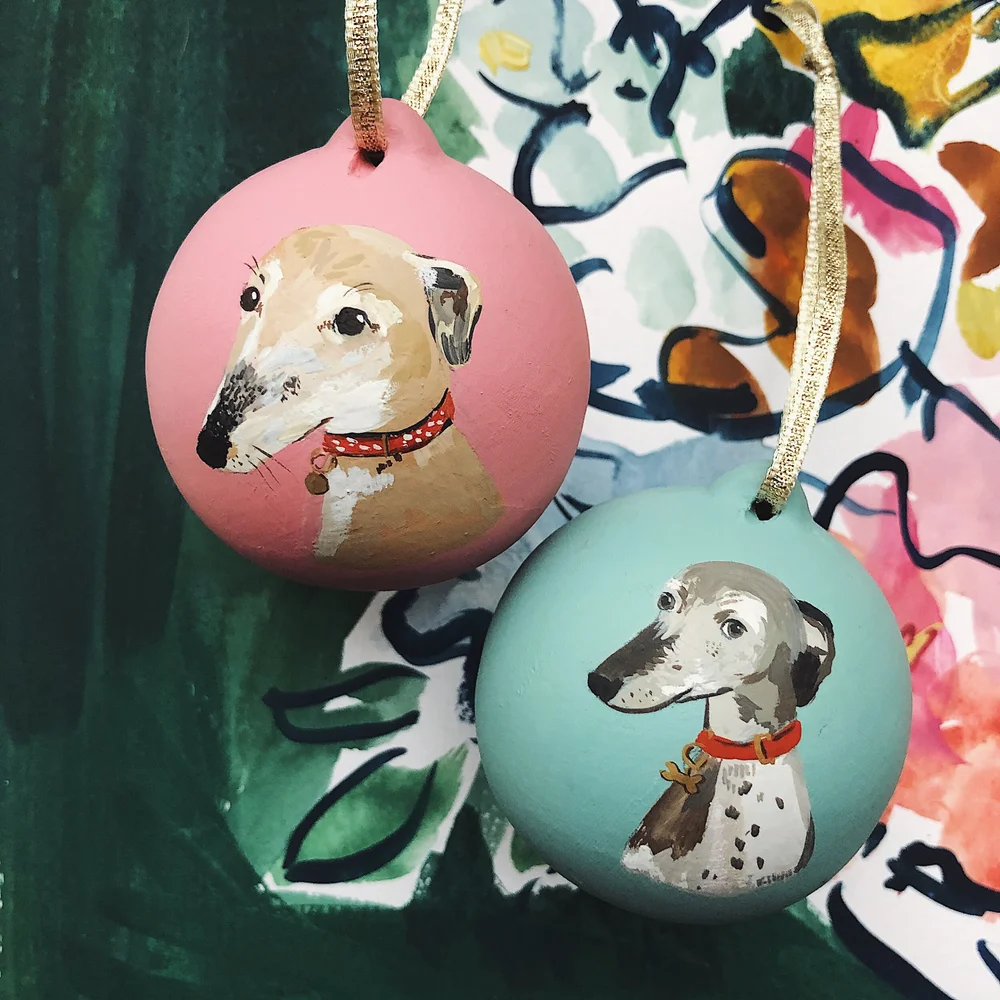 Custom Dog and Cat Portrait Ornament Hand-Painted Gift