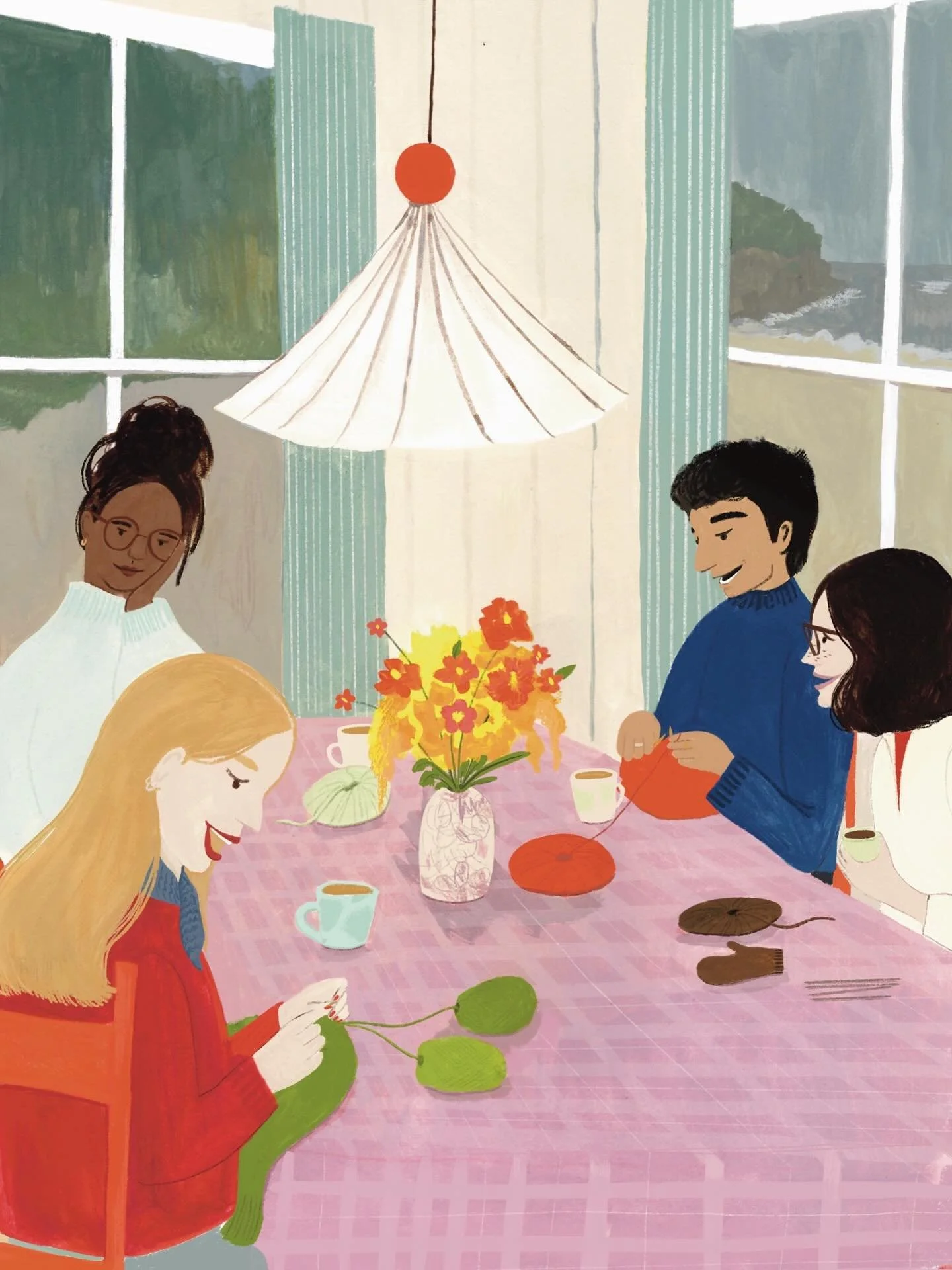 Knitting with friends, probably my idea of a perfect January activity. Today I will be packing up lots of these new cards for independent stockists and squeezing in my latest WIP where I can! 

#knitterofinstagram #peggyandkate