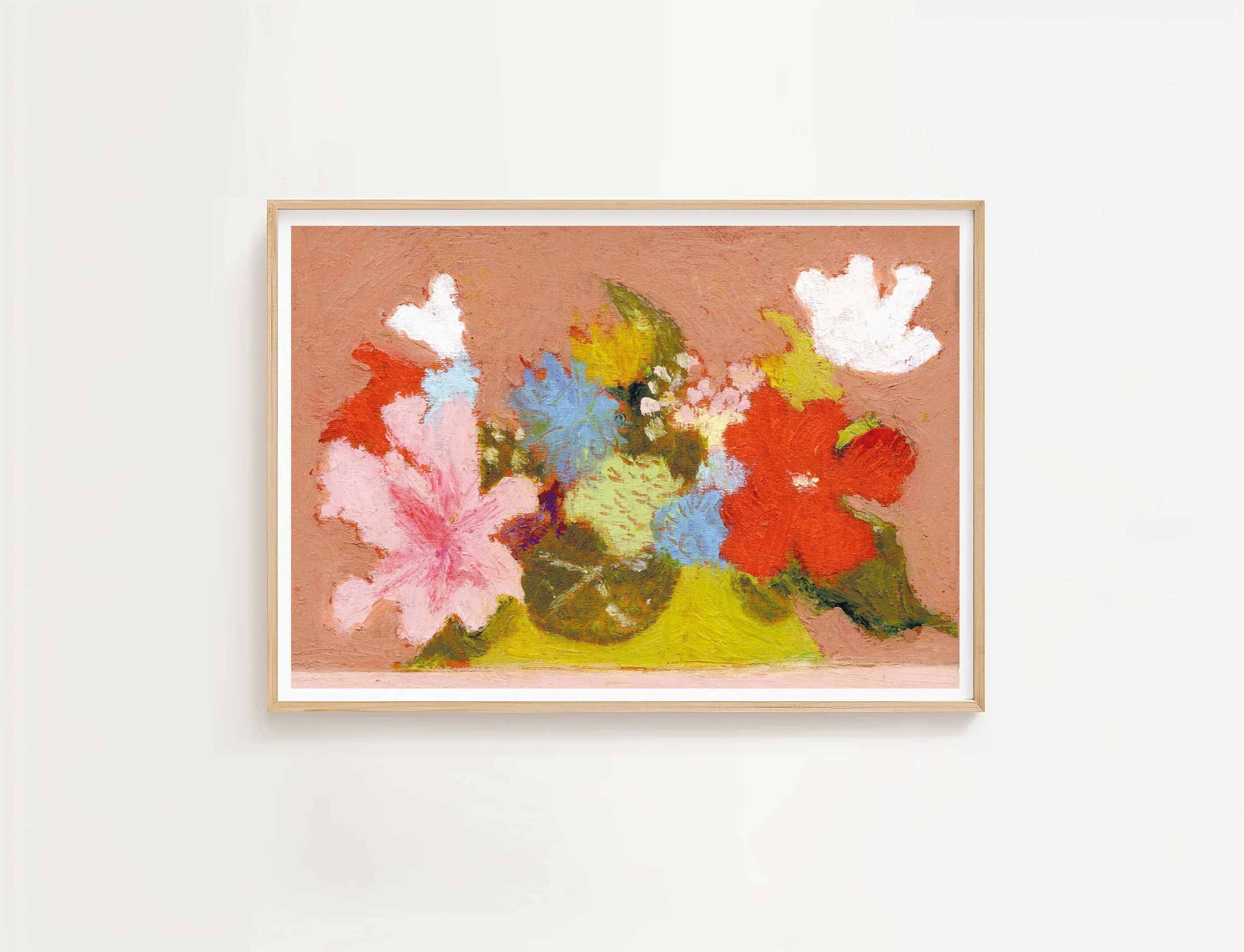An art print featuring a rich and colorful illustration of vibrant nasturtiums and delicate wildflowers, printed on archival paper.