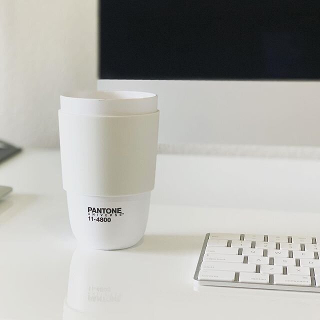 Morning coffee but make it designer. 🤍🖤🤍 #pantone #wfh #graphicdesign