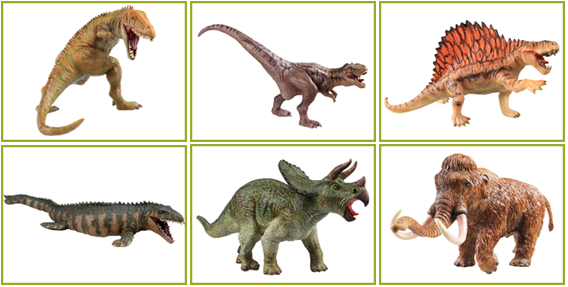 Recur Carcharodontosaurus, Majungatholus, Dimetrodon, Mosasaurus, Sterrholophus, and Mammuthus primigenius