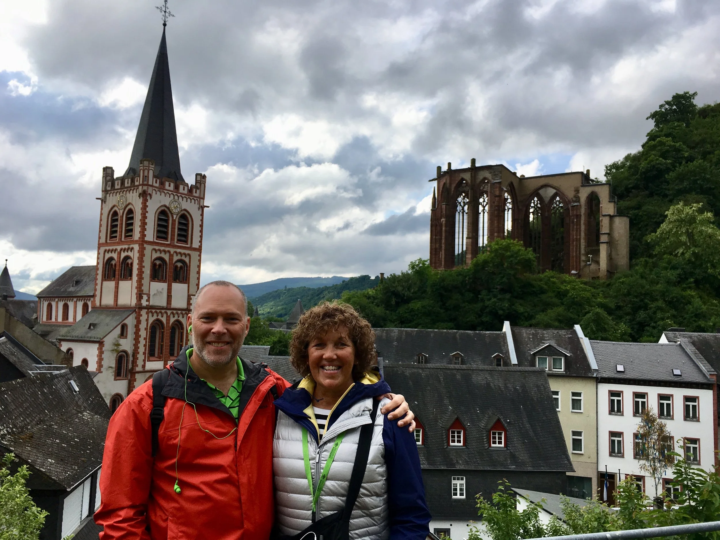 The view below is essentially the same view as above, except that we have climbed further up the hill and now the Rhine is also in view behind the city.