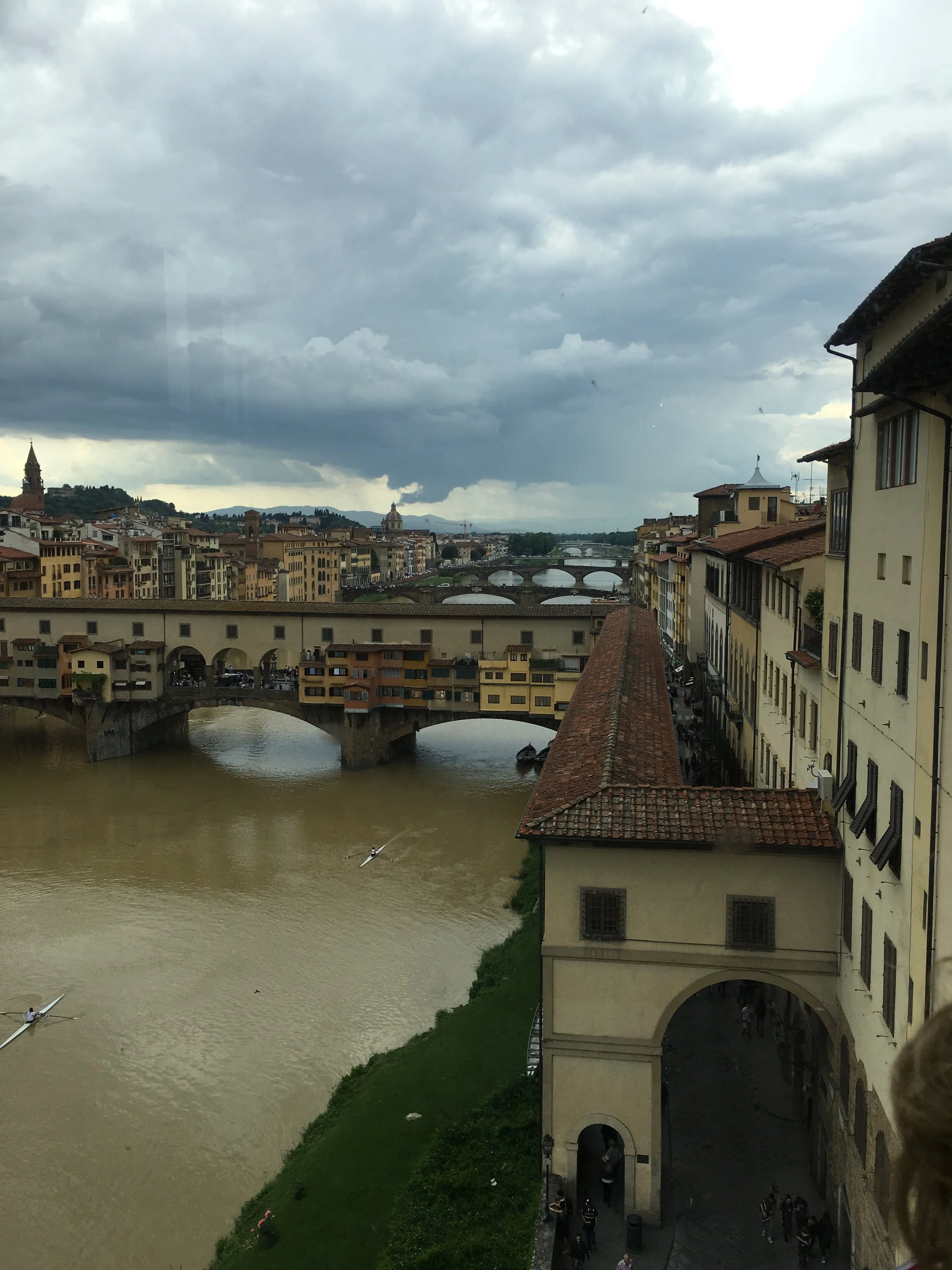 Below is a view of one side of the Palazzo Vecchio from the Uffizi.