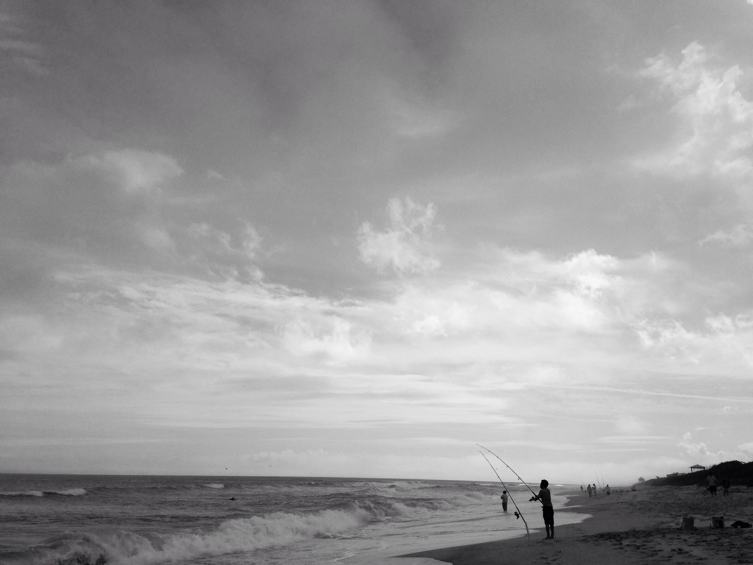 fisherman stacked the beach. I shot some photos of shore break and had to dodge the lines. 