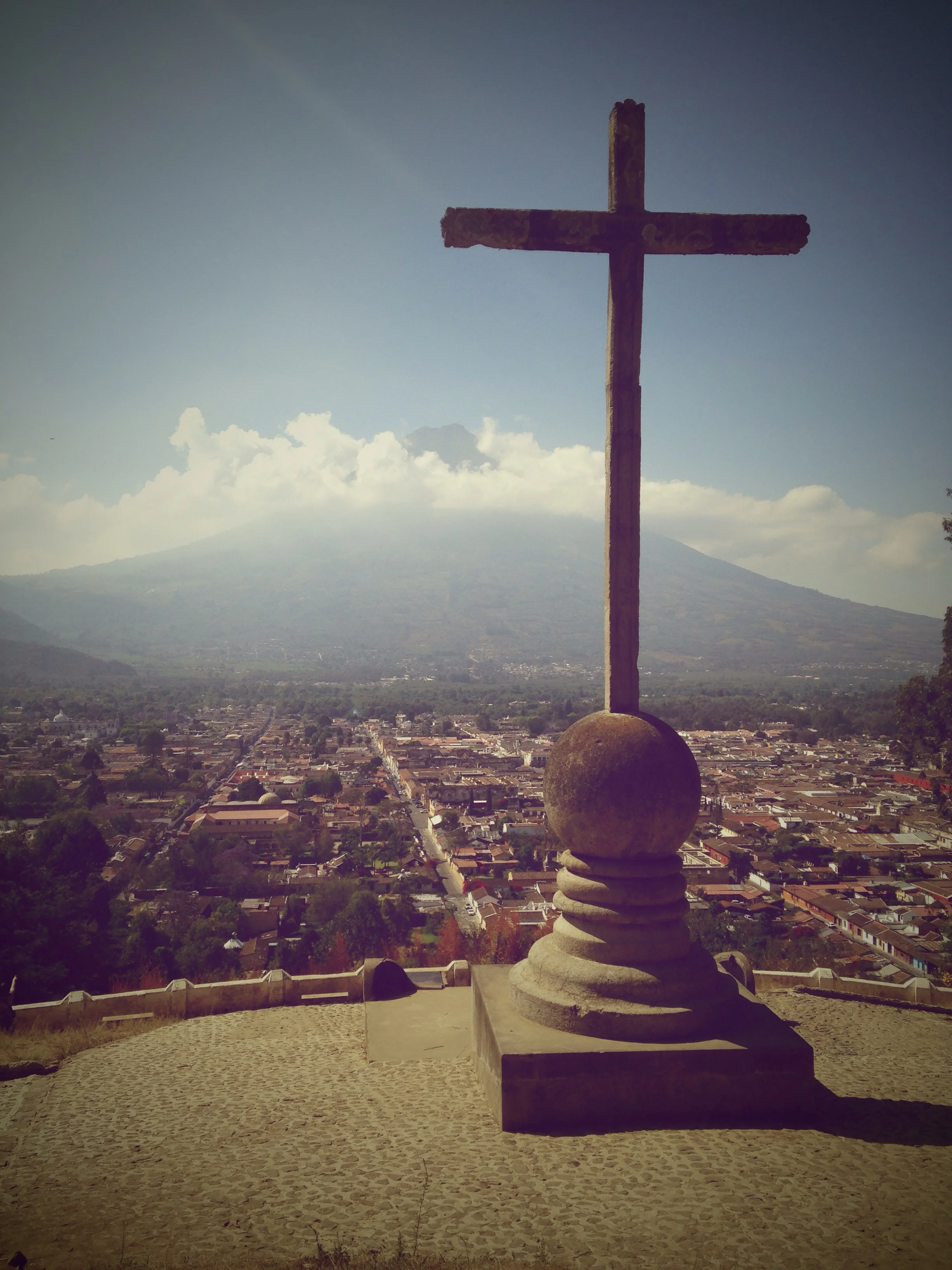 This is the cross that over looks the city of Antigua, Guatemala. Beautiful view. 