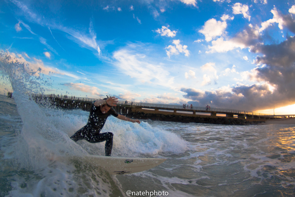 Nathan Gallagher was surfing with a fury during my sunset sesh. Every other wave that came in, he was on it displacing some water! 