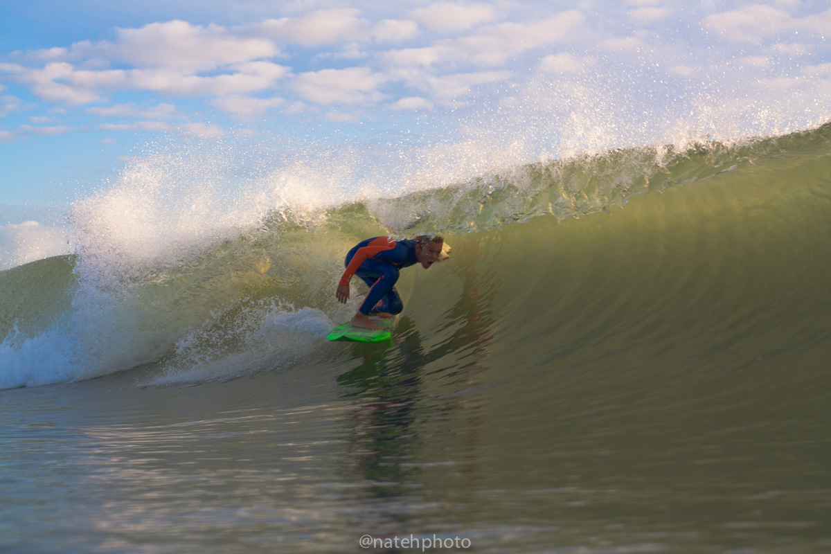 The surf was pretty much all time for groms like Tommy Coleman, who can actually fit into these well groomed grom-sized barrels. 
