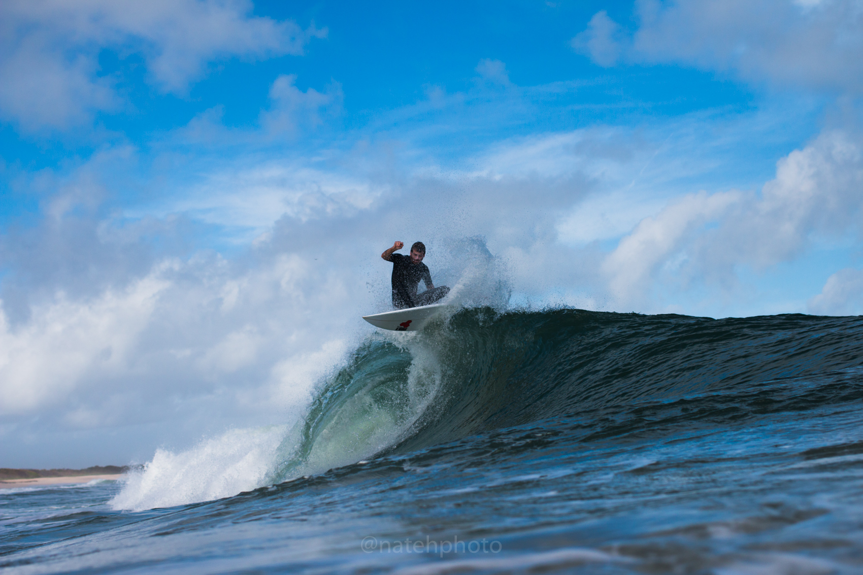 Not sure who this is, but he sure took the high line on this wave. 