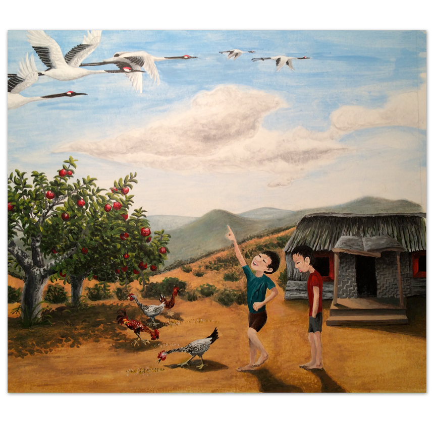 Children's Book Story: 'Chin Up and Chin Down' - Acrylic Paint Illustration