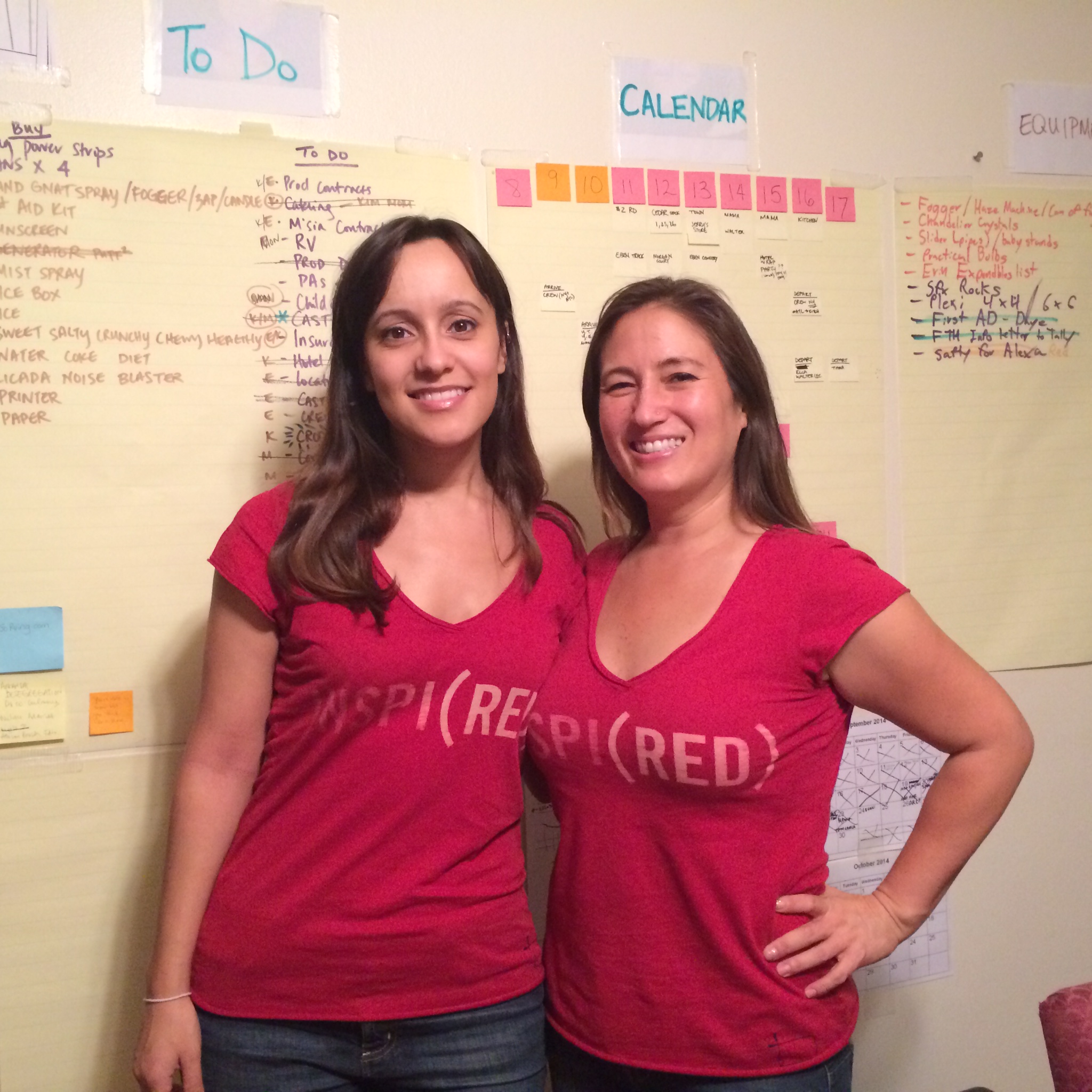 Shaniqua (Production Coordinator) & Kim James (Producer & Co - Writer) sporting their RED shirts 