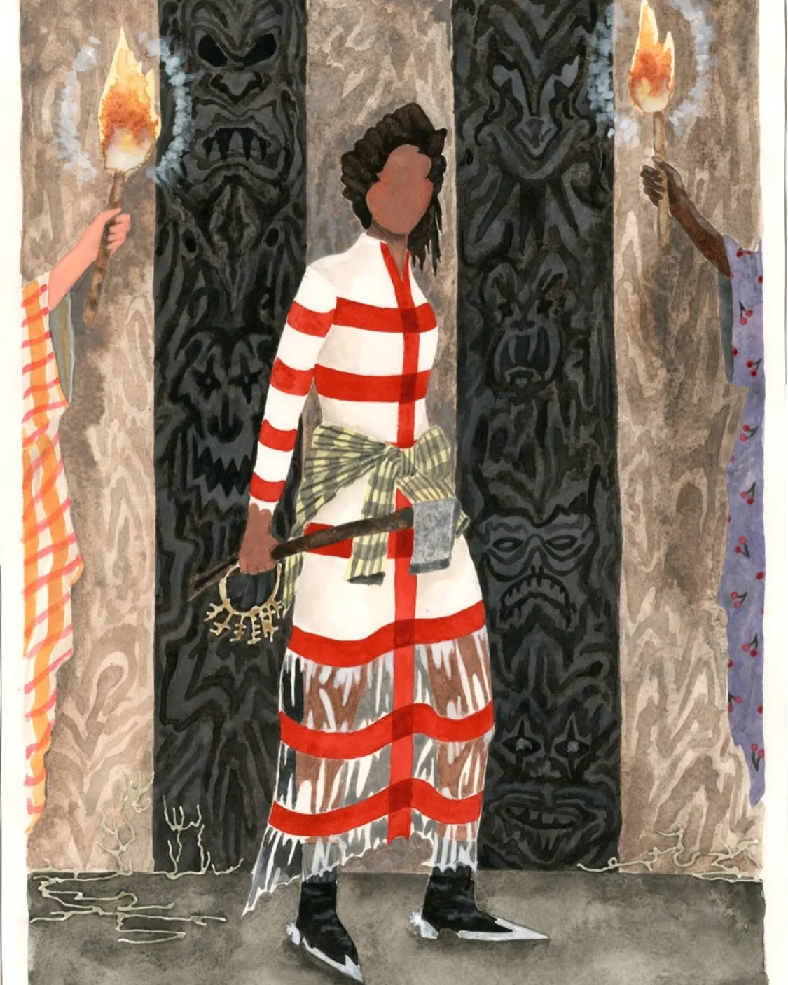 Helping hands and torches in dark places. ⚔️❤️Watercolor on paper #womenwarriors #kerioldham