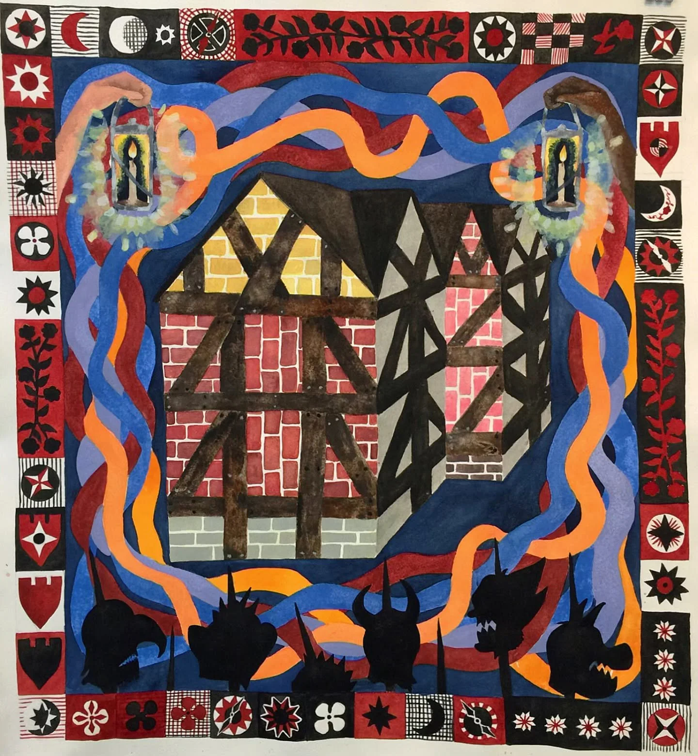 🕯️&rsquo;Winding Roads&rsquo; with lantern-lite pathways and the frenzy of a plan! This one reminds me of the final scenes of a story - the plan is set, they are storming the castle, or making a daring escaping? they are coming / they are going -wil