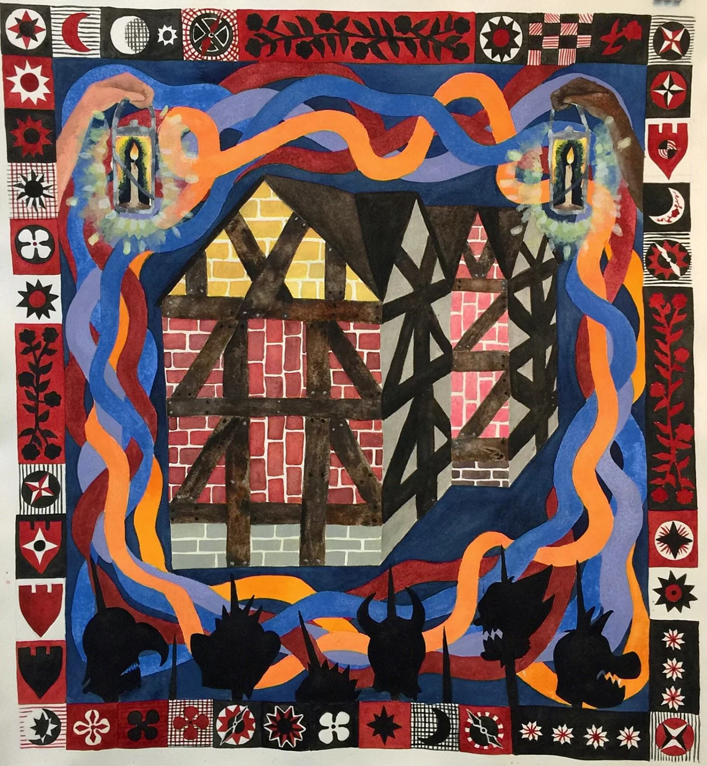 🕯️&rsquo;Winding Roads&rsquo; with lantern-lite pathways and the frenzy of a plan! This one reminds me of the final scenes of a story - the plan is set, they are storming the castle, or making a daring escaping? they are coming / they are going -wil