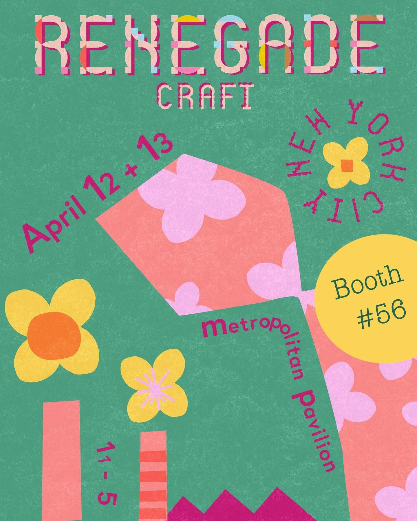 🌸 THIS WEEKEND! 🌸 Join me! I&rsquo;m participating in @renegadecraft at The Metropolitan Pavilion in NYC. Art, Prints, Blankets, Scarves, Patches galore! Saturday April 12th - Sunday April 13th. Shop +140 curated artists and makers. BOOTH #56 #rene