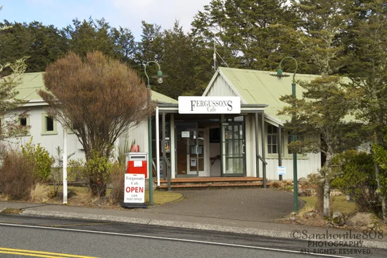Fergusson's Cafe, one of two eateries in the village that I noticed. Grabbed some breakfast, then stowed a lox and bagel for later. Turned out to be a great idea since I was hungry about 3/4 through the walk and there was no village in sight!
