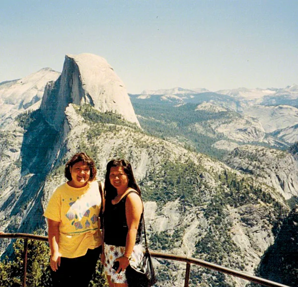 Me on the left and my friend | navigator | partner in crime, Cheryl, with Half Dome in the background. We actually went to the same high school, but didn't get to know one another until we started catching the bus to the University of Hawaii. Pretty soon we were driving (I as the pilot, of course!) and had such a great time that it seemed only natural that we could take it on the road!