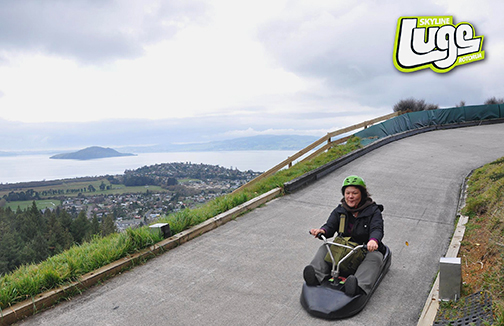 Woooo! Funny how my legs look stumpy…Anyhoo, it’s a quick, fun ride down! Pull back on the handles to speed up, push forward to brake.