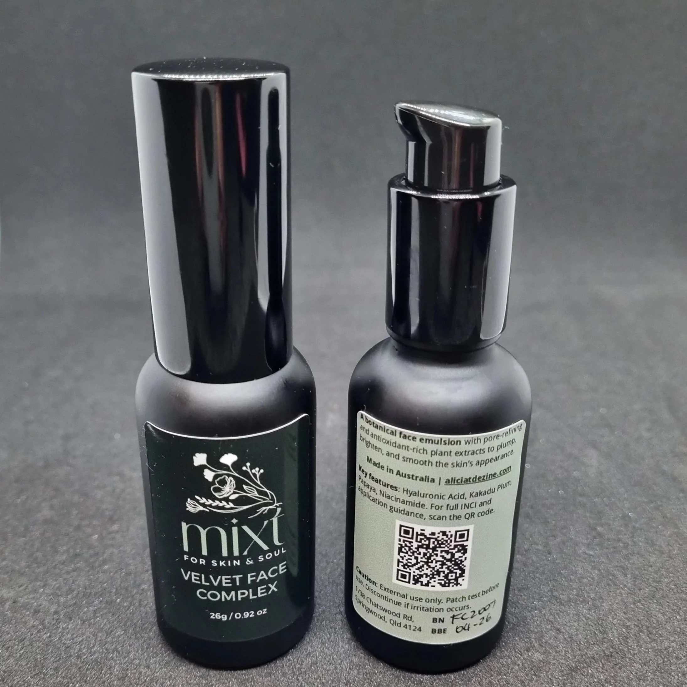 Velvet Face Complex hydrating face moisturiser in product bottle on a clean background