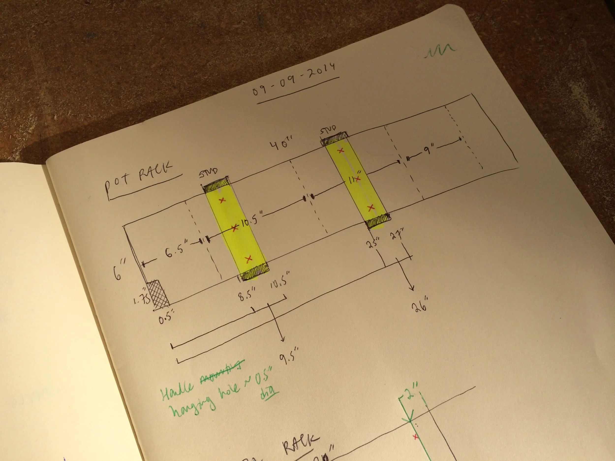 Kitchen racks build sketch.