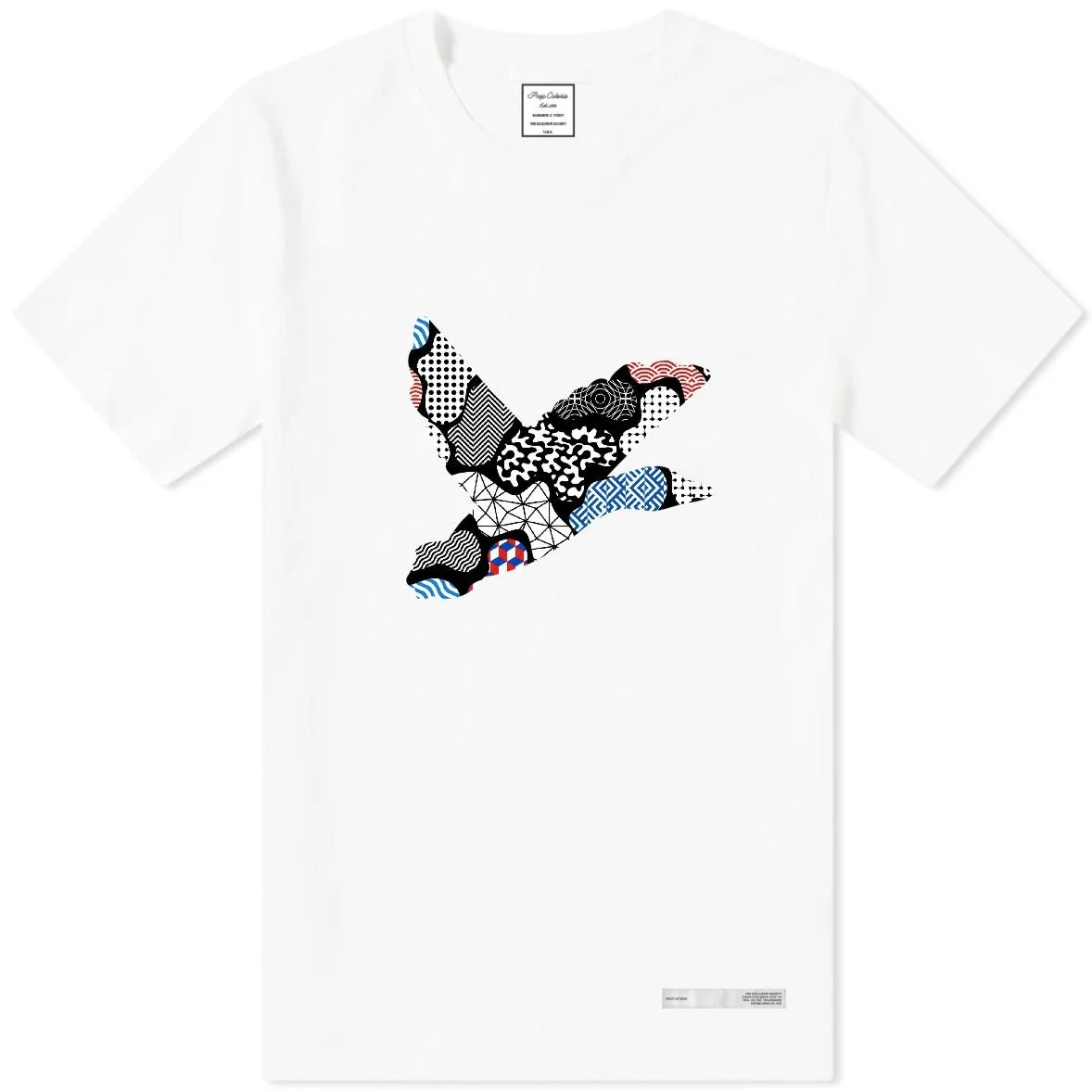Abstract patchwork duck t shirt F WHT.jpg