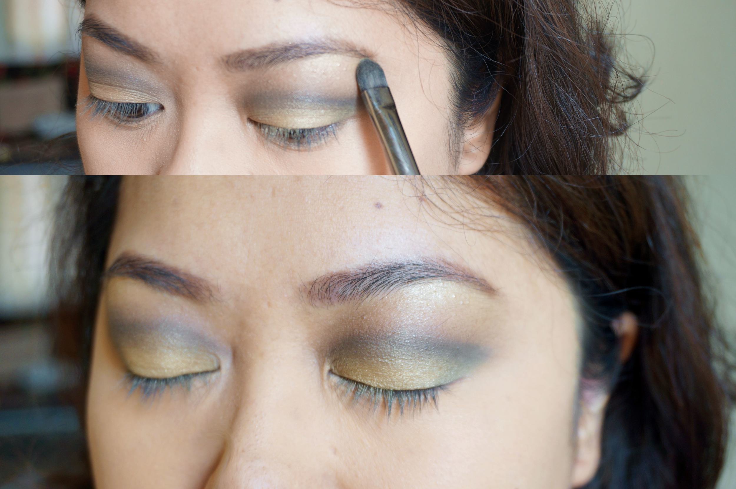  Step 8: Retouch the gold shadow on your lids and add a bit right under your brows. You want the gold to show up in the right places. 