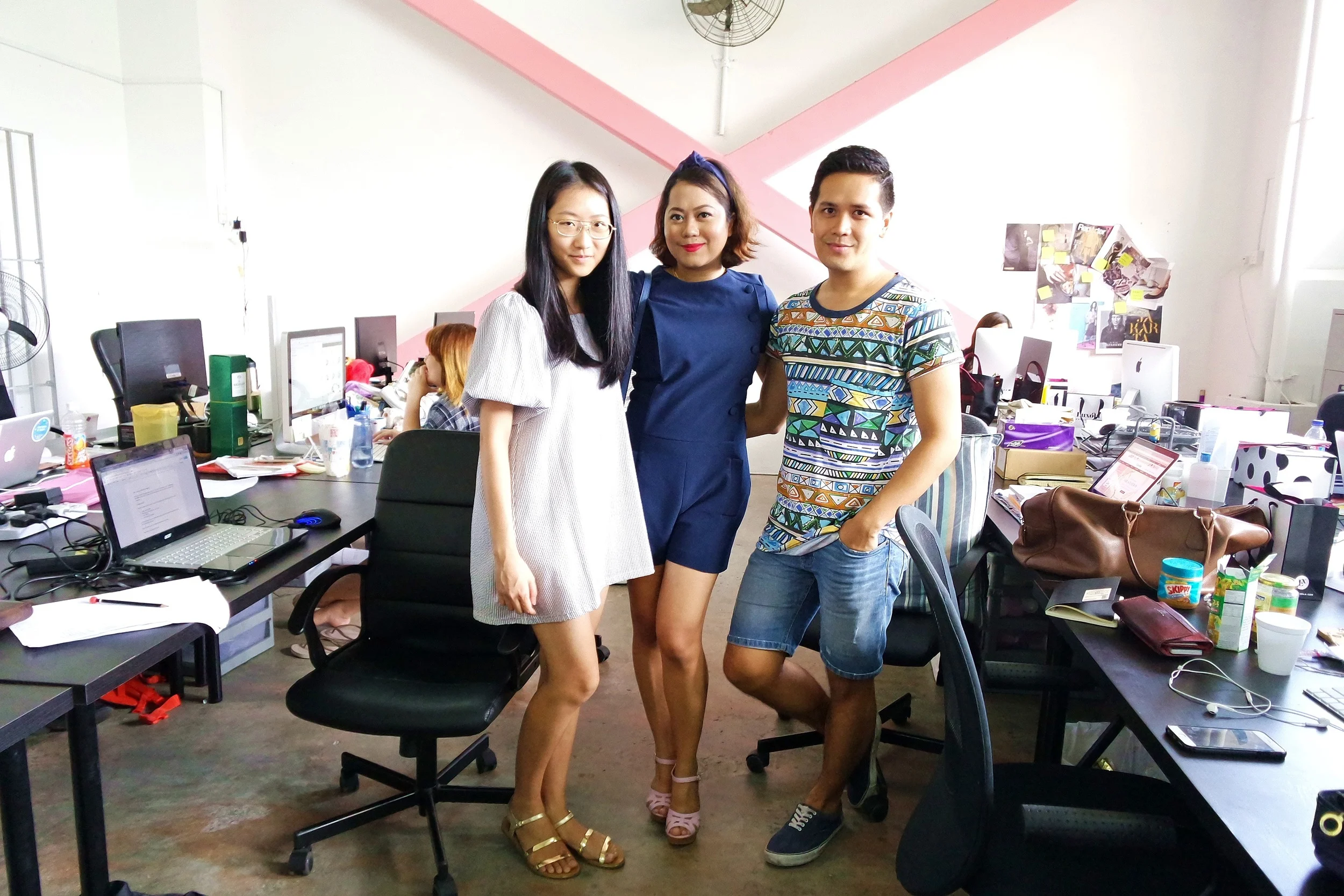 New friends: Weina Leong, who toured me around the HQ, and Paul Dela Merced, who is the Editor-In-Chief of LX Edit.