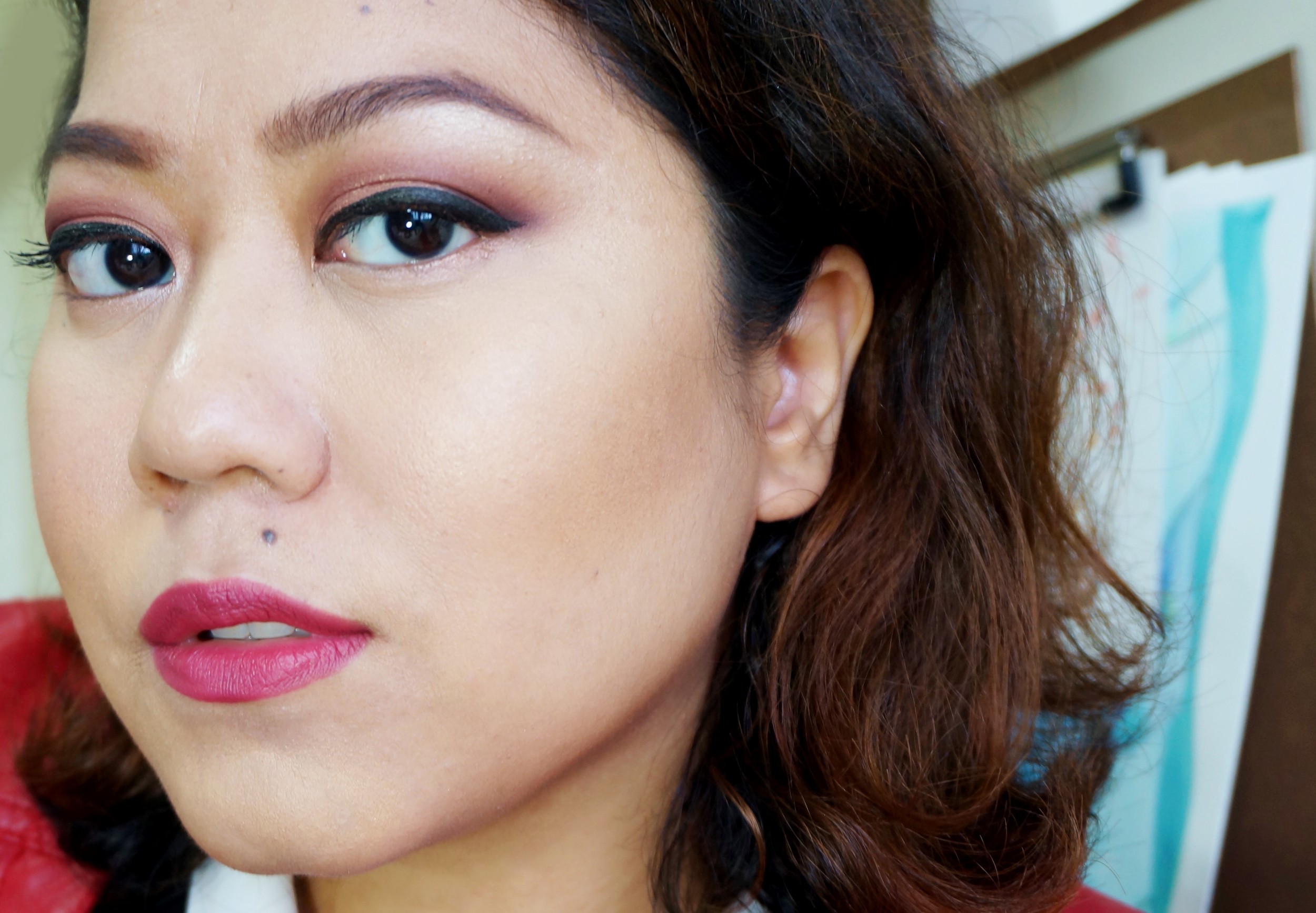 This is bordering on too much, IMHO, but it didn't cross the line because I wore no blush and had relatively soft eyebrows on.
