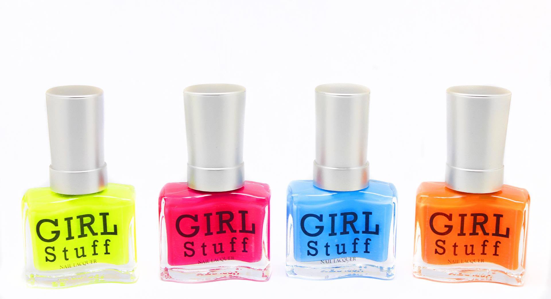 Left to right: Lounge (neon green), Techno (neon pink), Chill (neon blue), Breakbeat (neon orange)
