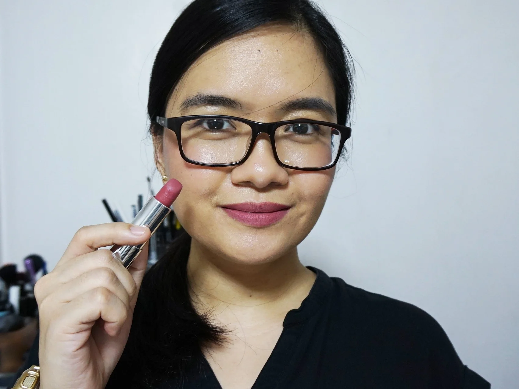 Maybelline Creamy Matte in Touch of Spice on the lips and cheeks