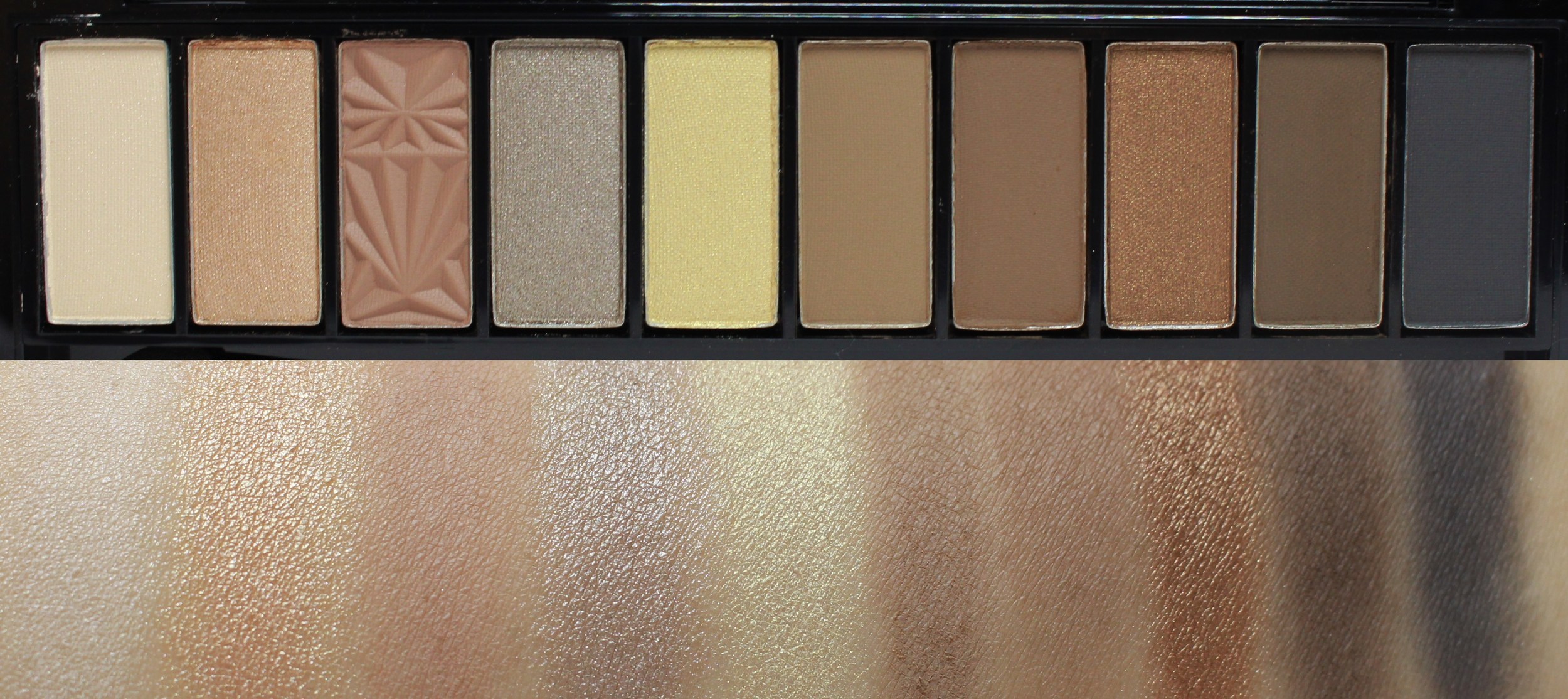 Swatches of L'Oreal La Palette Nude in Beige