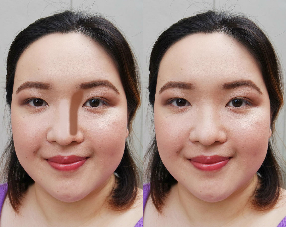 Notice the slightly darker shading on the right? It's right where my nose normally casts a shadow, but the added definition makes the rest of my face seem more symmetrical