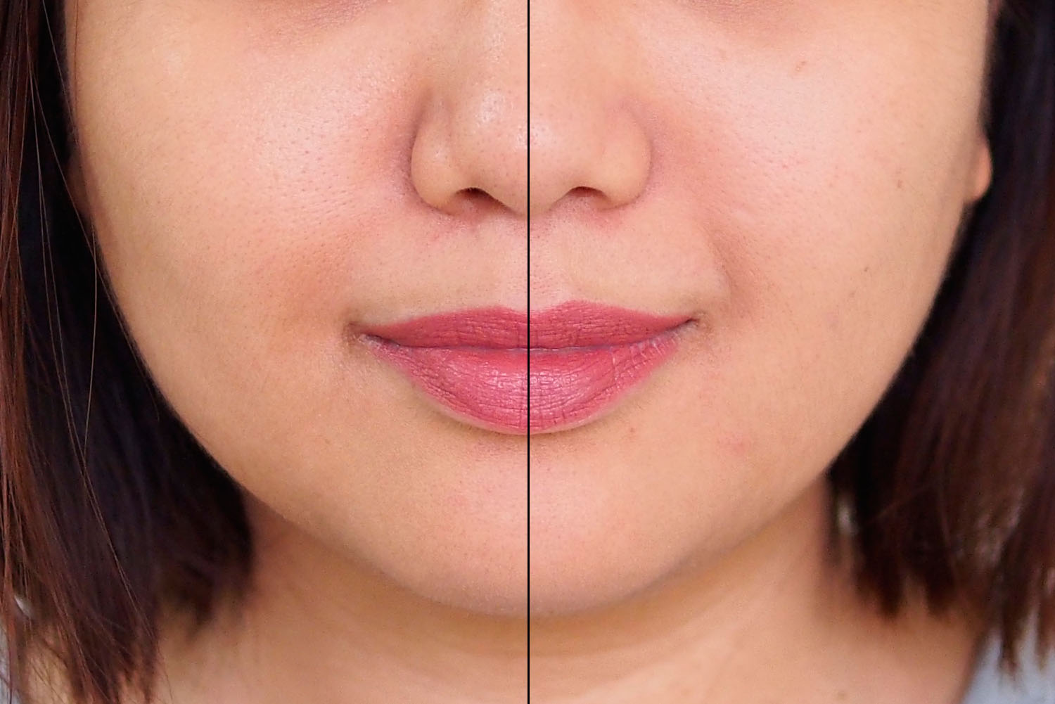 Left: bare skin, Right: skin with primer