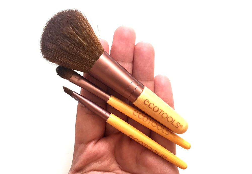 EcoTools uses soft synthetic taklon bristles and recycled aluminum ferrules in their signature bamboo-handled brushes