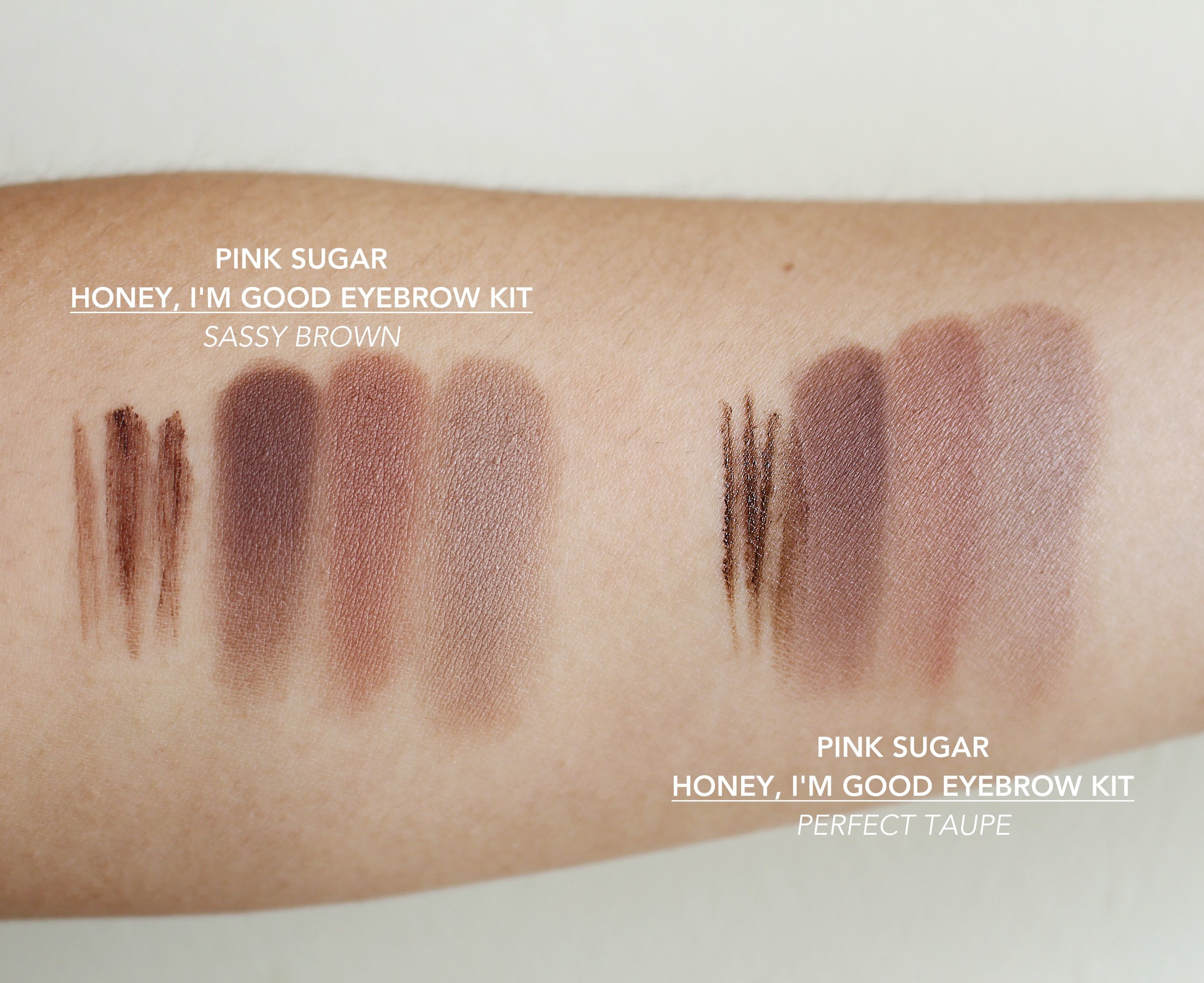 The two brow palettes look almost the same and they are intended as such according to Laveen - it's just the tone that's different, and it shows when worn. You'll observe that the Perfect Taupe has a cooler tone. It's what I use on my brows and I feel it's a more universal palette than Sassy Brown, which is decidedly reddish.
