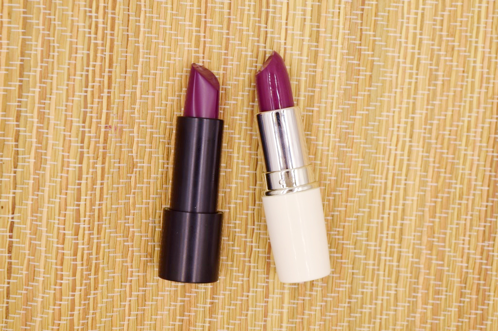 The Make Up Factory Magnetic Lipstick in Ultra Plum (left) and Ever Bilena Advance Lipstick in Tyra (right)