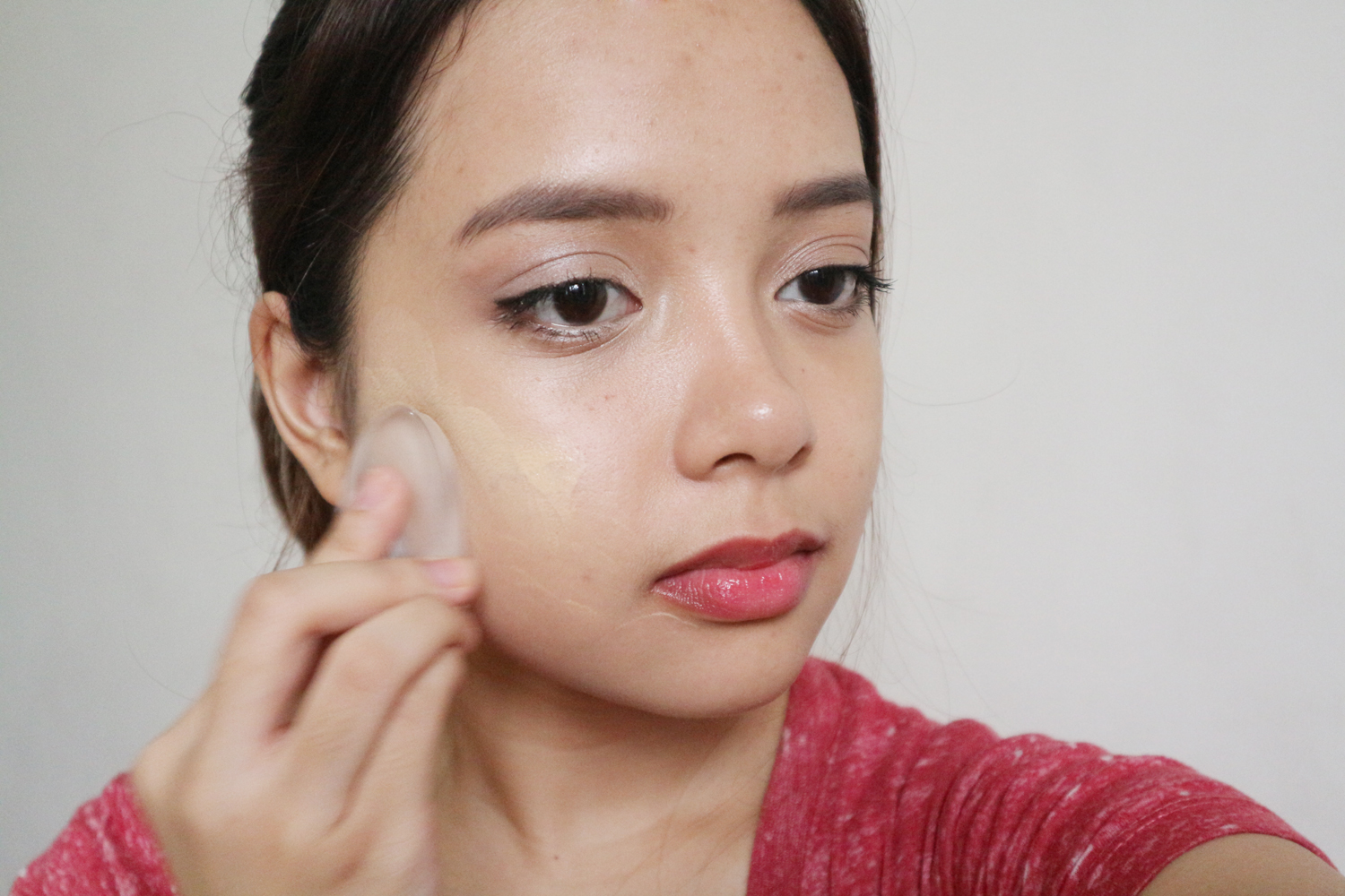 See how the product looks "stamped" on my skin? I had to blend it out quite a bit to make application look more even
