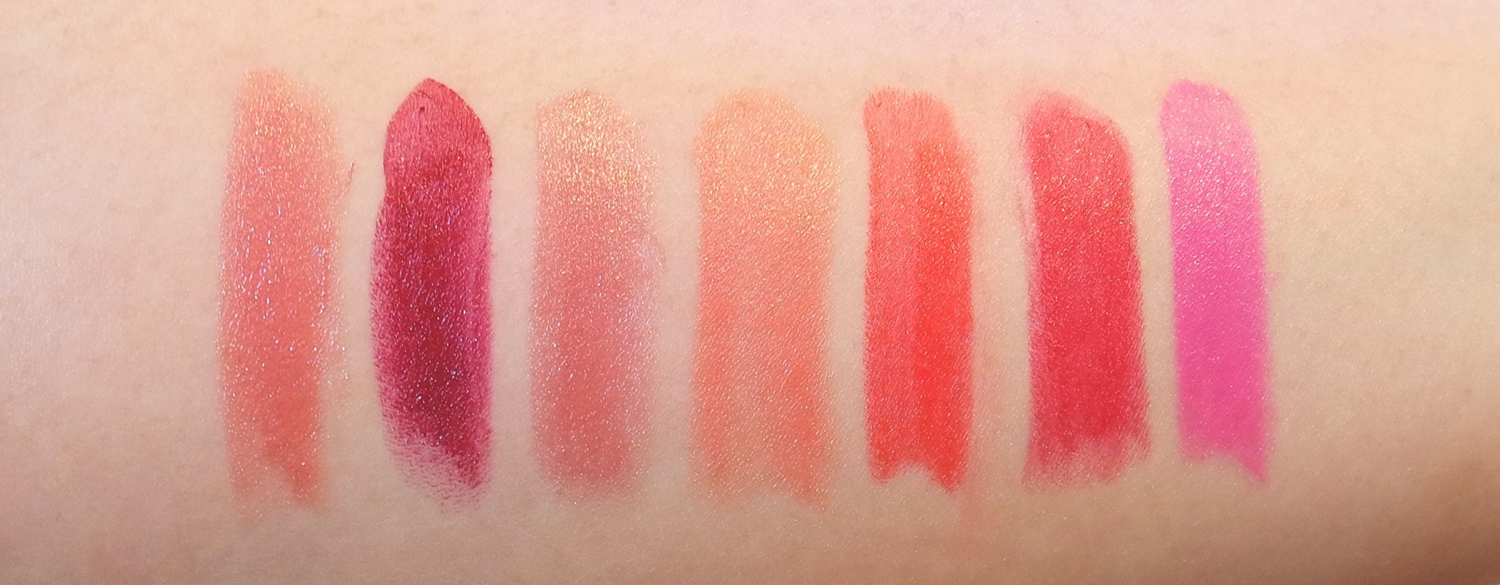 From left: Nude Pop, Berry Pop, Bare Pop, Melon Pop, Poppy Pop, Passion Pop, and Wow Pop