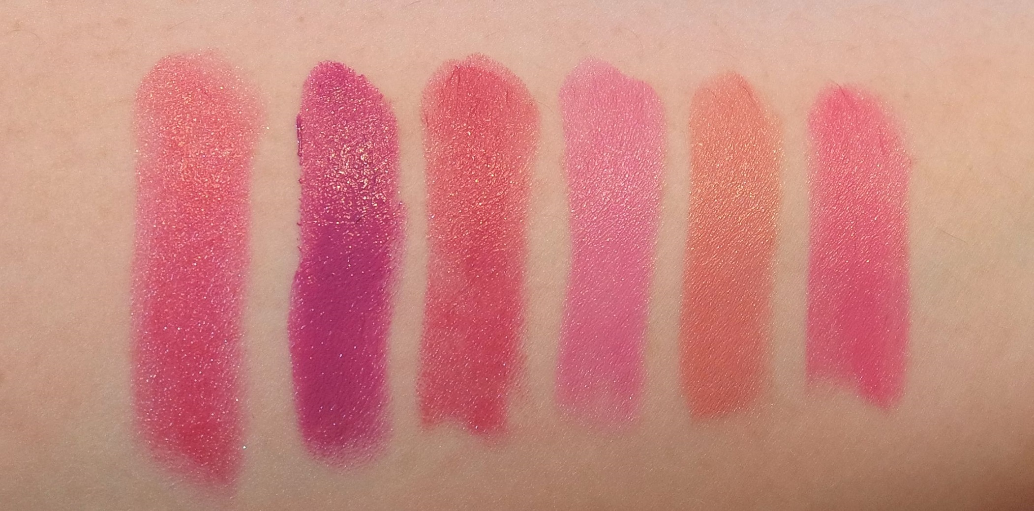 From left: Love Pop, Grape Pop, Plum Pop, Fab Pop, Beige Pop, and Sweet Pop
