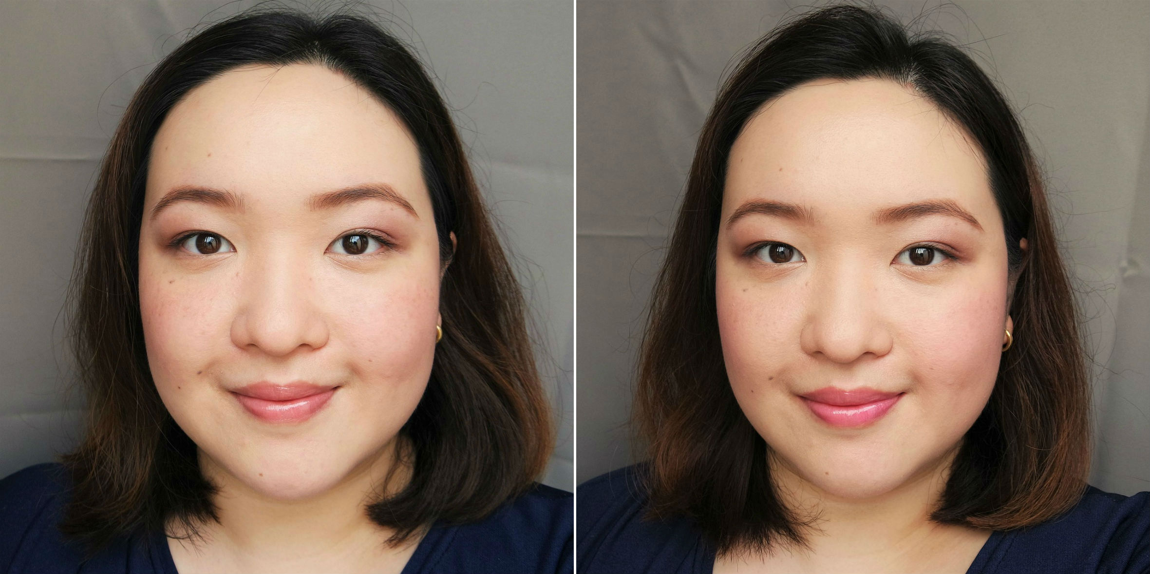 Wearing Natural Nude (left) and Soft Pink (right)