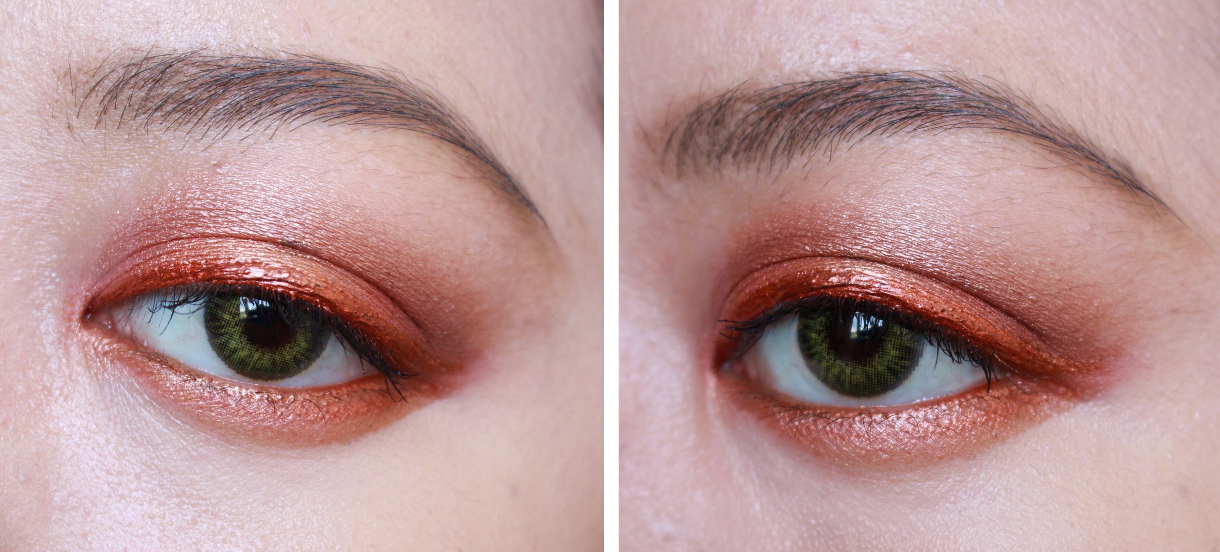 Here's a hot look for you! I used the first six shades from the left here and paired it with a metallic eyeliner.
