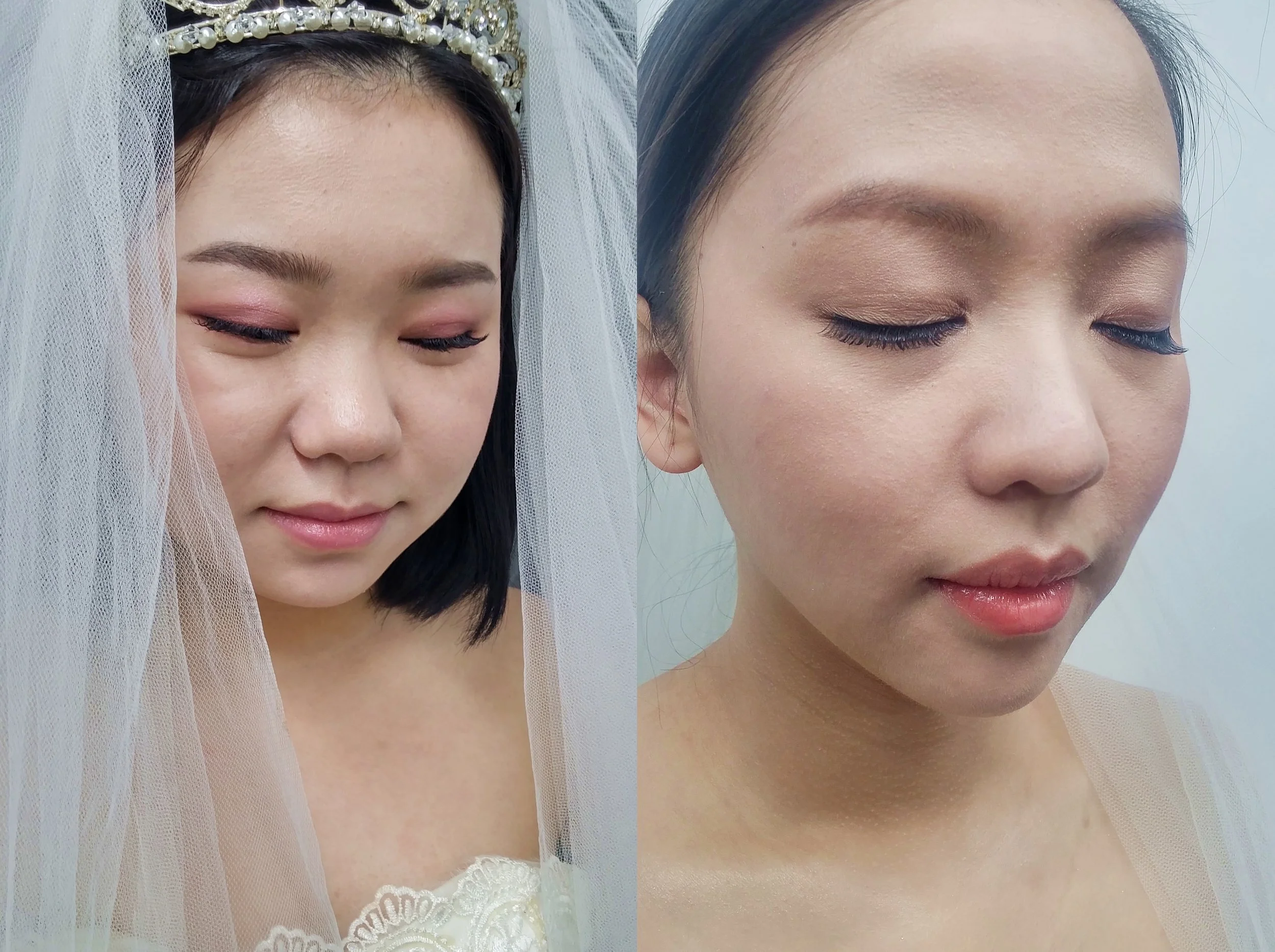 Left: photo shoot makeup / Right: wedding makeup