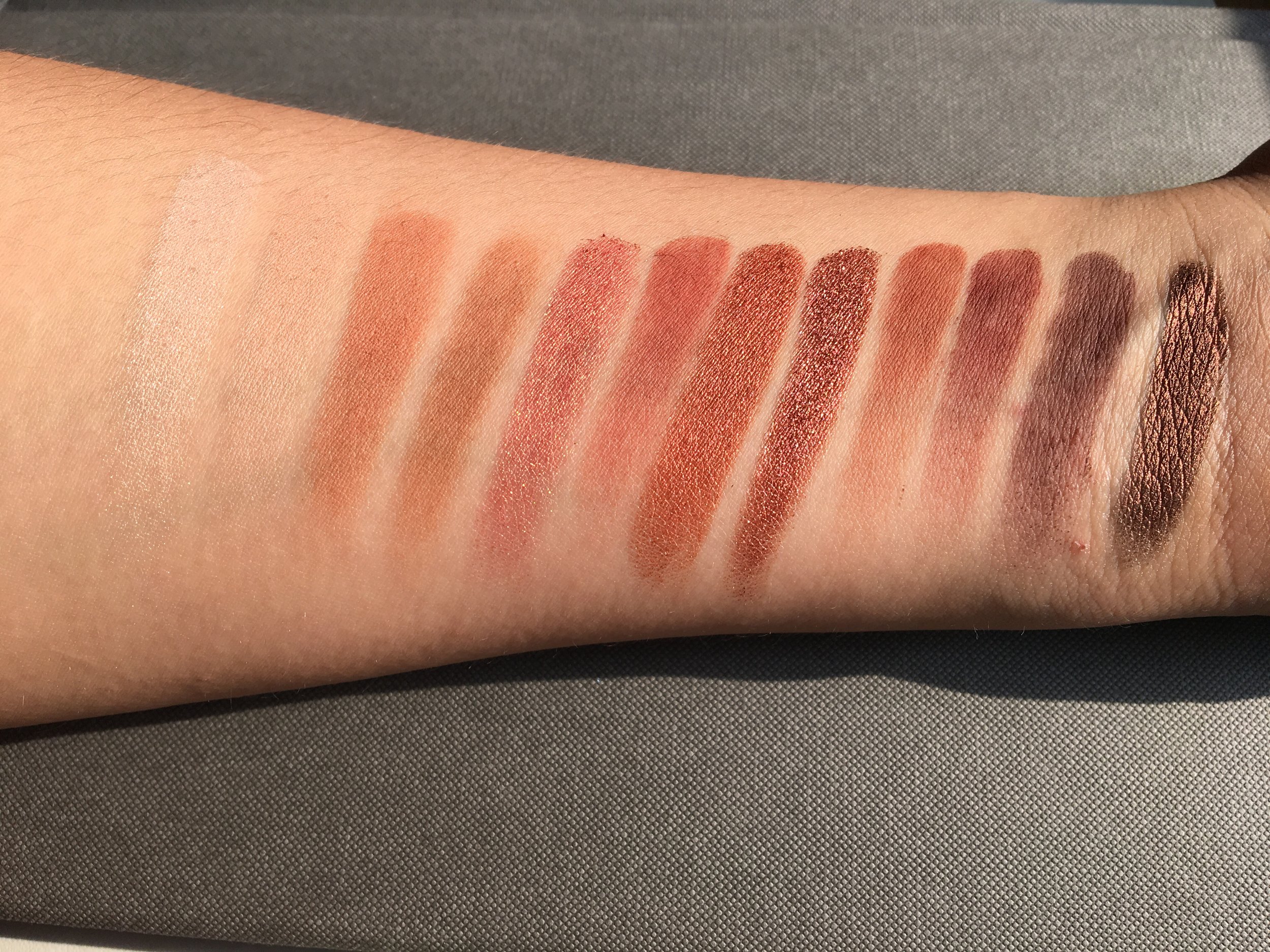 Under direct sunlight, single swatch, no primer