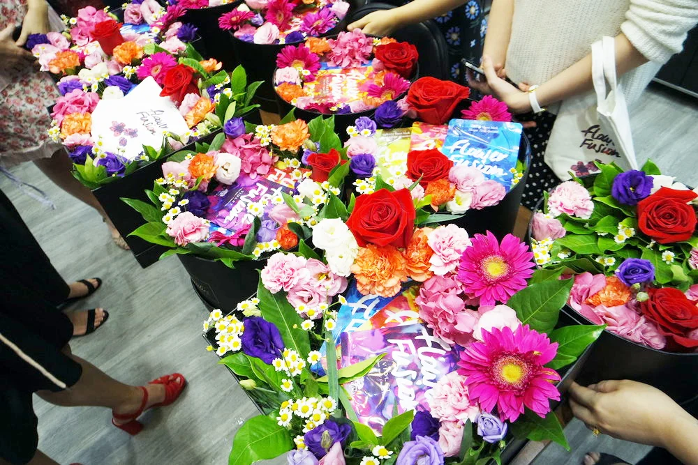 No better background for these pretty masks than a fresh and colorful arrangement!