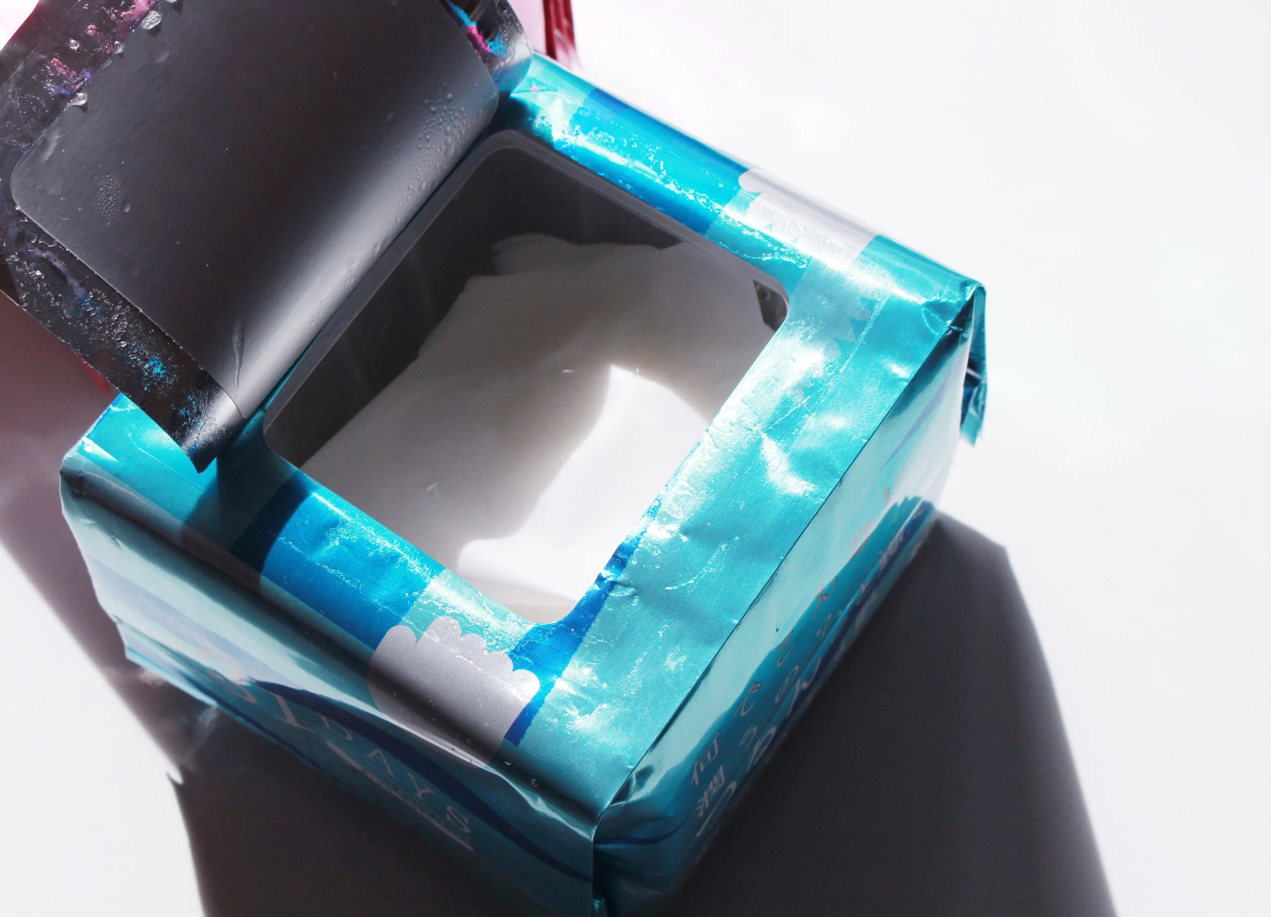 A neat way to package the masks, though you have to be careful to redistribute the essence if the box has been sitting for a while.