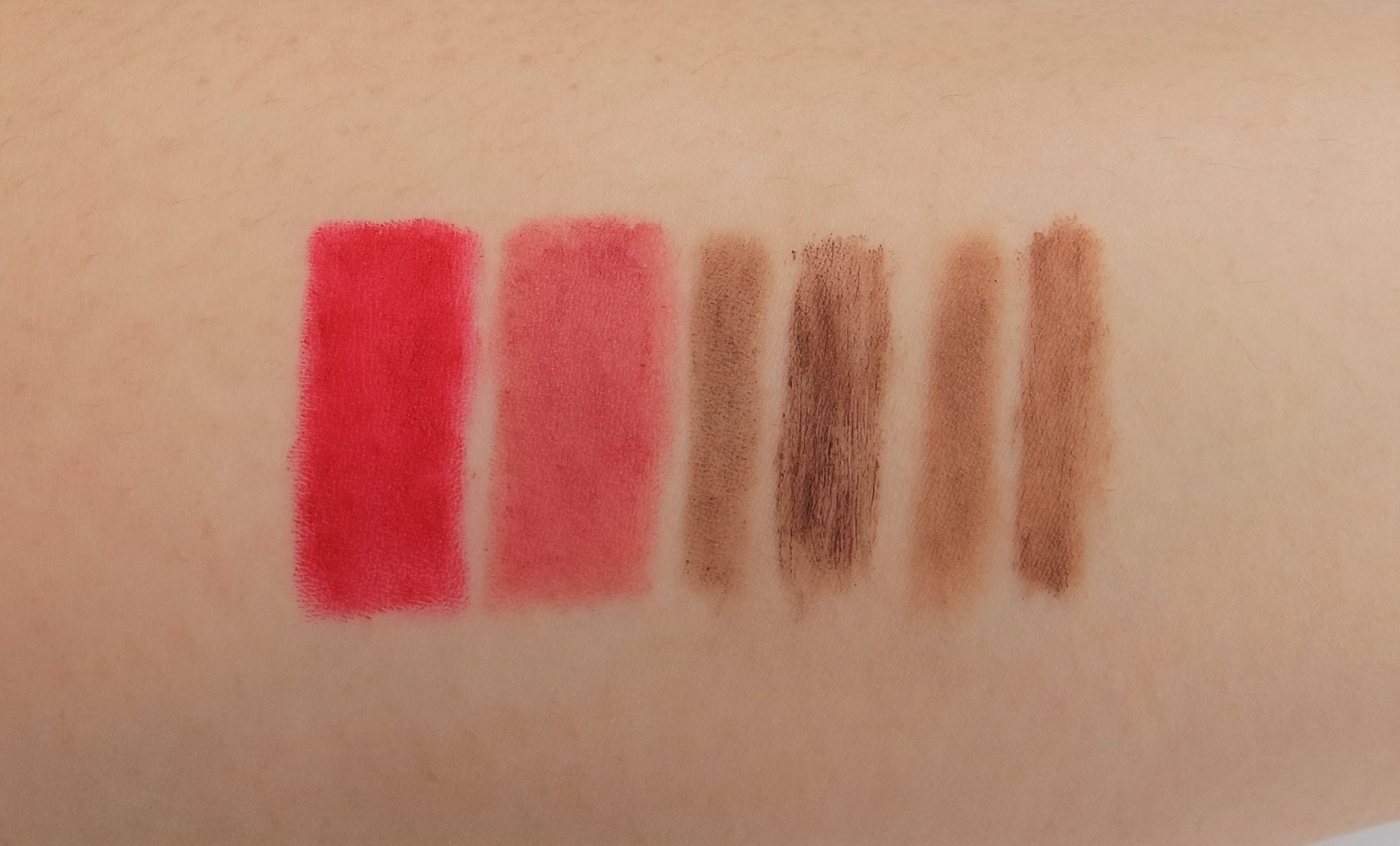 Swatches, from left: Love, Life, Beyond Brown, and Happy Taupe