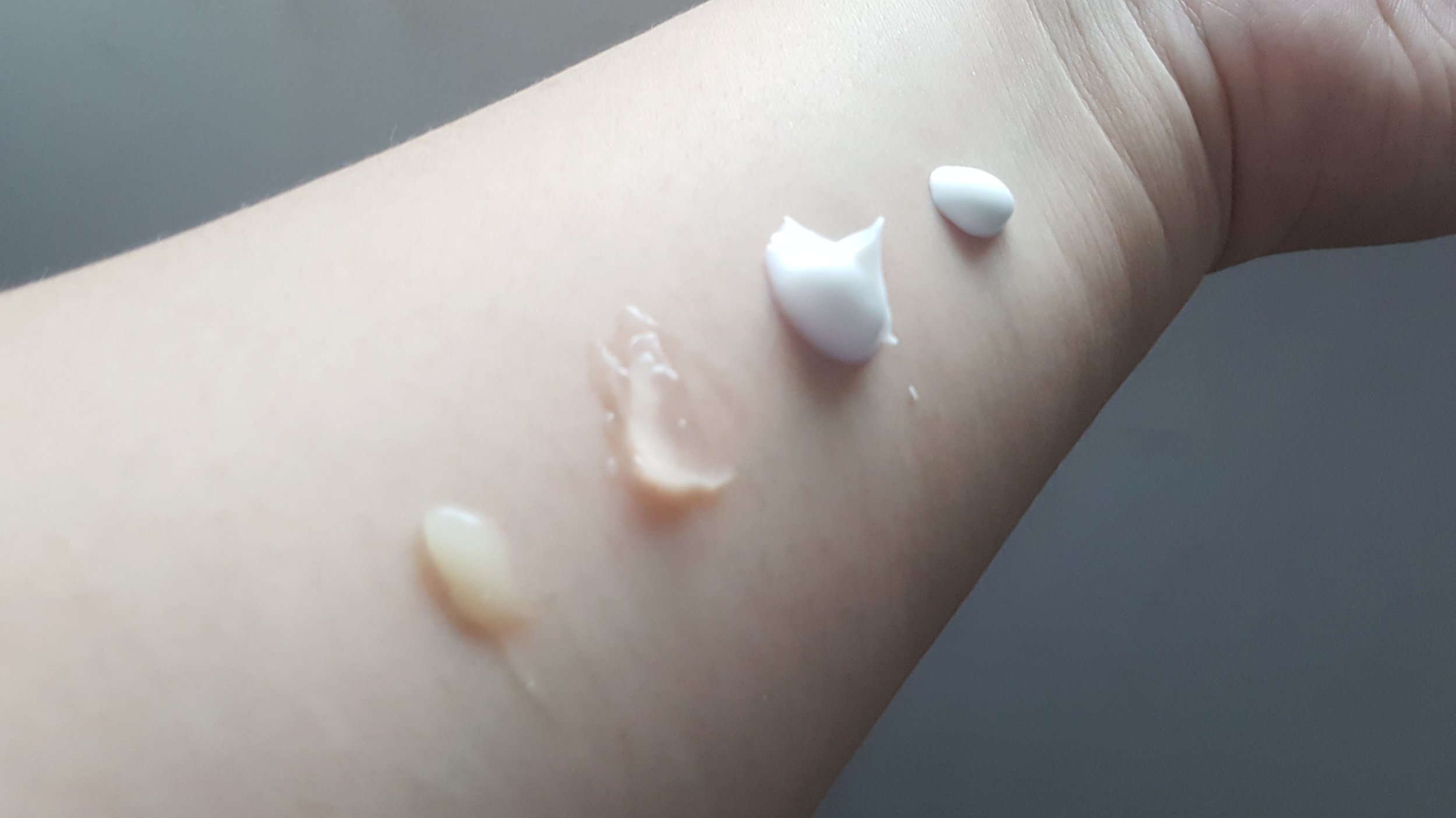 From left: Pore Tightening Serum, Collagen Gel, Rejuvenating Night Cream, Matte Moisturizer