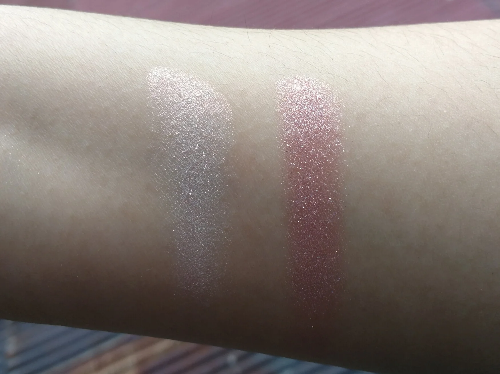 I took home two shades of the glitter eyeshadows, Nos. 26 and 27